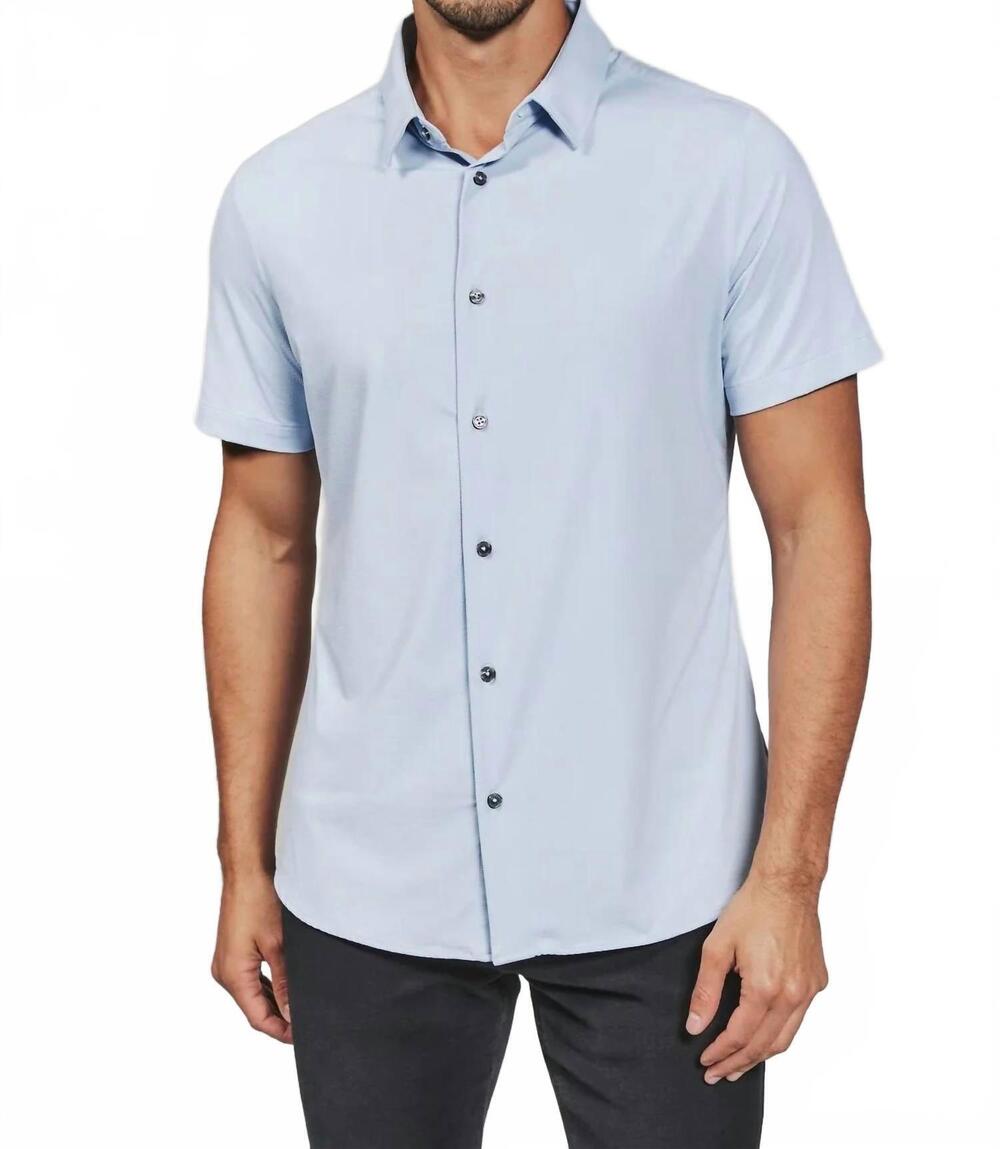 NEW 7DIAMONDS azores short sleeve shirt in light blue